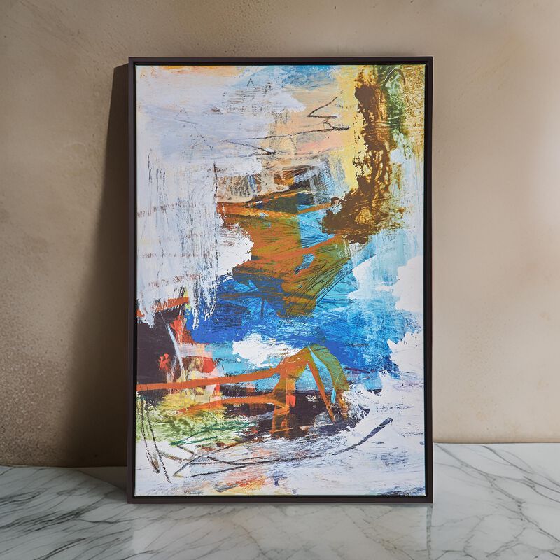 25 x 37 Handcrafted Wall Art Abstract Giclee, Black Frame, Multicolor image number 1