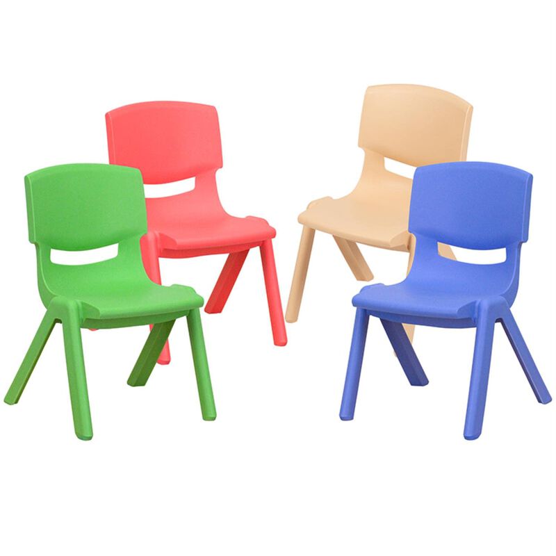 Flash Furniture Whitney 4 Pack Plastic Stackable School Chairs with 10.5" Seat Height, Assorted Colors image number 0