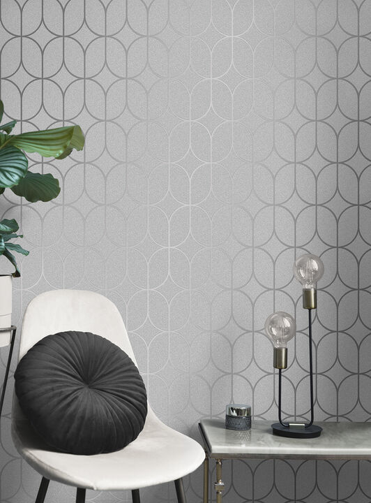 Raye Silver Rosco Trellis Wallpaper