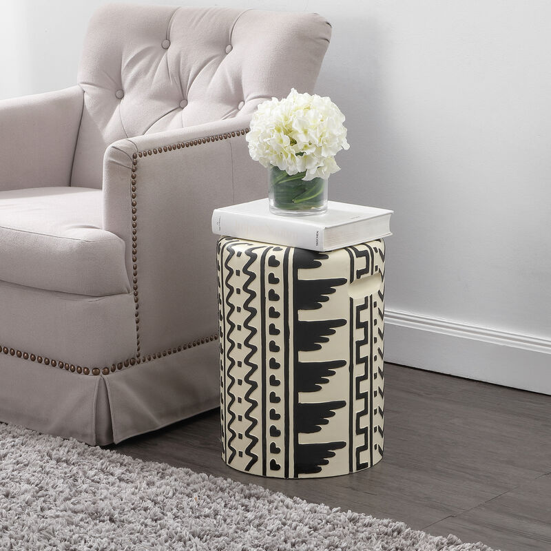 Yoli MidCentury Modern Geometric Drum Garden Stool