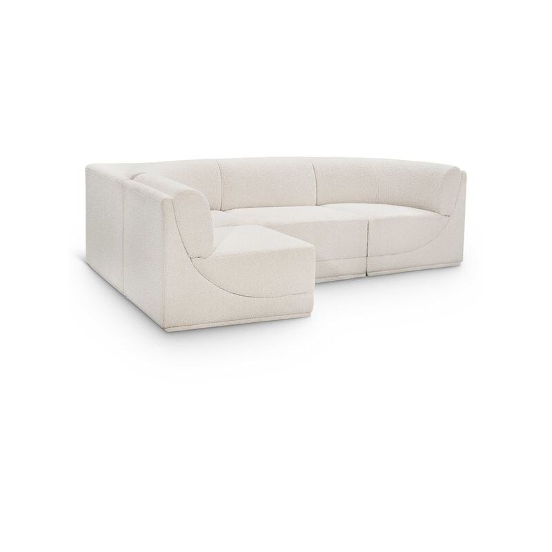 Meridian Furniture Ollie Cream Boucle Fabric Modular Sectional