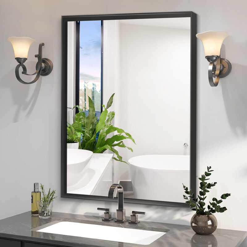 ELEMENT ACE 36x30 Inch Modern Rectangular Bathroom Mirror with Aluminum Frame - Horizontal and Vertical Mounting Options image number 6