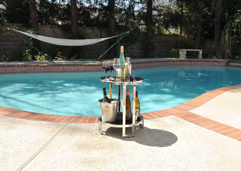 Hivvago 22 Inch  Silver Glass Round Mirrored End Table With Shelf