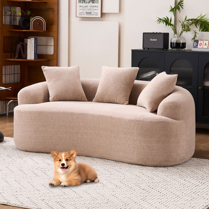 TATEUS Curved Chenille 30D Sponge Loveseat