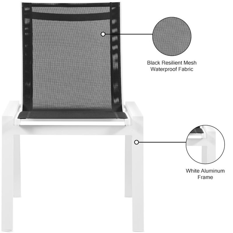Meridian Furniture Nizuc Black Mesh Water Resistant Fabric Outdoor Patio Dining Chair, Set of 2