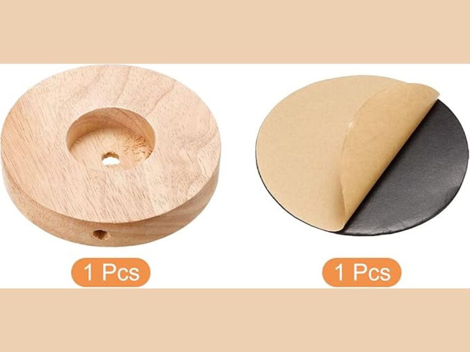 Lamp Base &ndash; 120mm Solid Wood Circular Stand, DIY Table Lamp Replacement (1 Pack)
