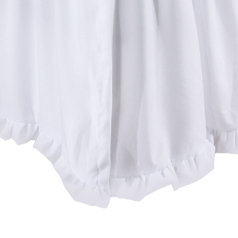 Mora Full Bed Skirt, Polyester Platform, Split Corners, Ruffle Edge, White  - Benzara