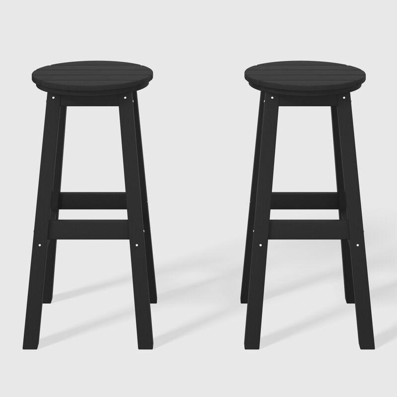 WestinTrends 29" HDPE Outdoor Patio Round Bar Stool Set of 2 image number 0