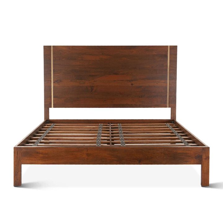 World Interiors Manhattan Retro Mid Century Wood King Platform Bed