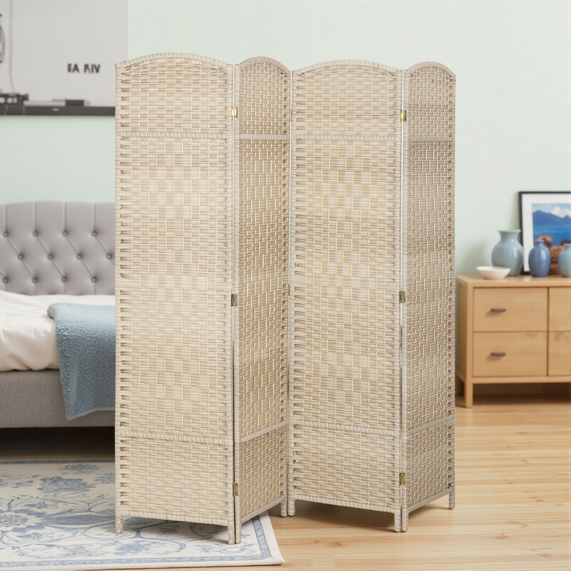 Hivvago 6' Tall Freestanding Wood Privacy Screen with 4 Panels image number 1