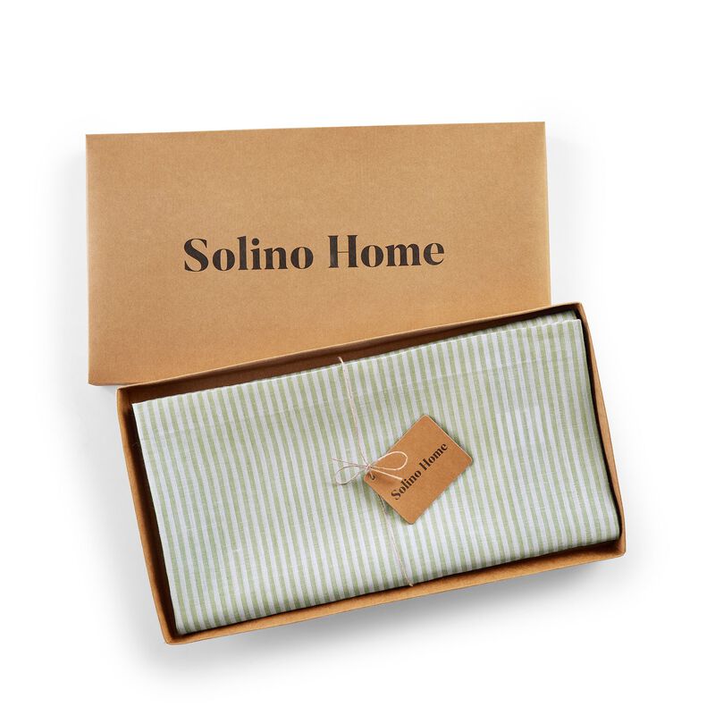 Christmas Linen Table Throw - Narrow Stripe, Solino Home