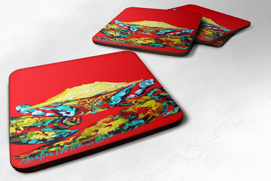 Caroline's Treasures MW1053FC Crab Right on It Foam Coasters (Set of 4), 3.5 H x 3.5 W, Multicolor