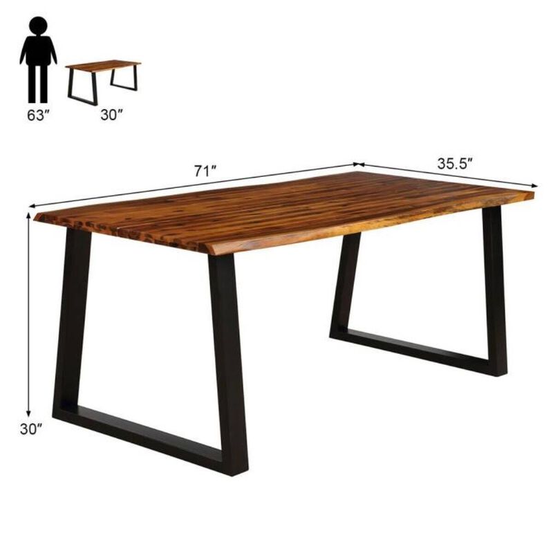 Hivvago Modern Indoor Outdoor Metal Frame Wood Top Patio or Kitchen Dining Table