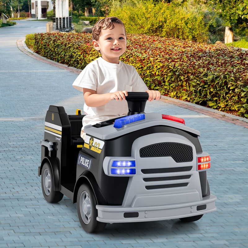 12V Kids Ride-On Fire Truck with Shovel, Wrench and Toy Accessories image number 1