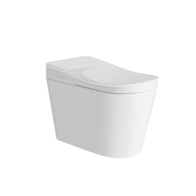 FUFU&GAGA Advanced Ceramic Glazing Smart Toilet with UV Sterilization, Radar Sensing Flip Cover, Foot Sensor, Built-in Bidet and Ambient Lighting (27.9 in. W x 15.4 in. D x 19.3 in. H), White