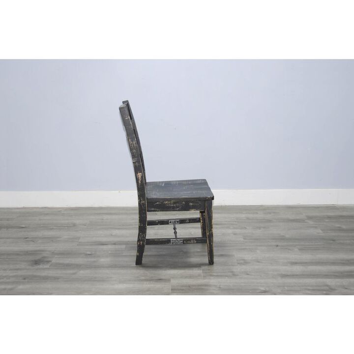 Sunny Designs Black Sand Ladderback Chair with Turnbuckle, Wood Seat