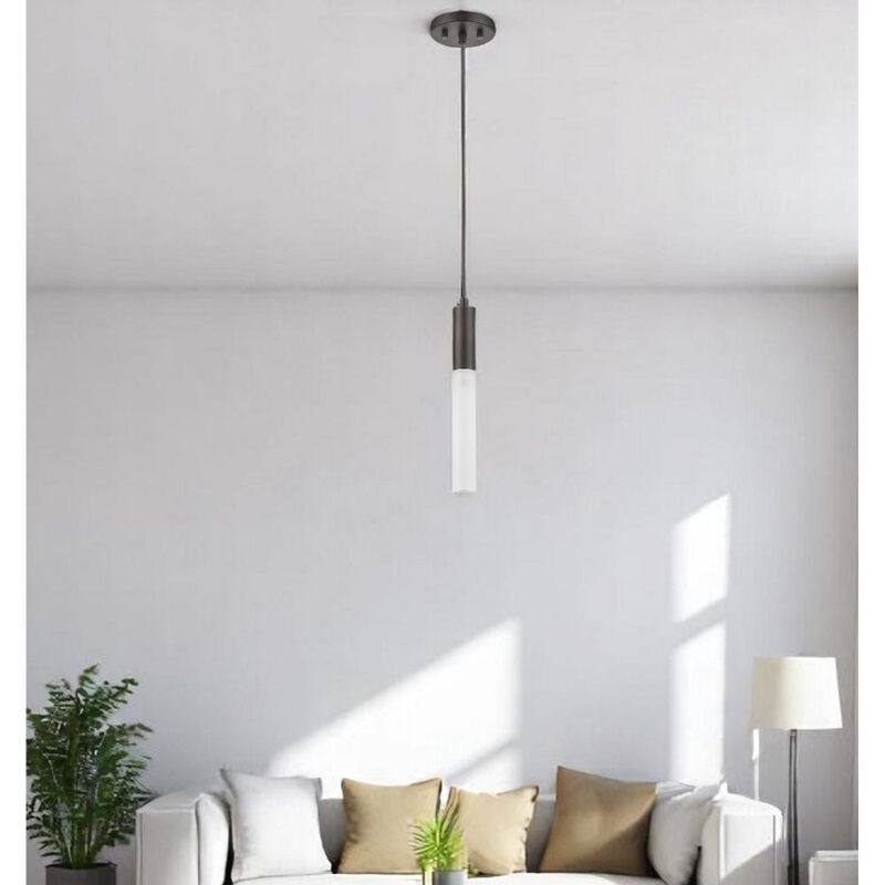 Hivvago Bronze Pendant Hanging Light with Frosted Glass Shade