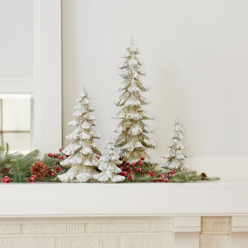 Set of 4 Trees for Cozy Christmas and Winter Home Decor