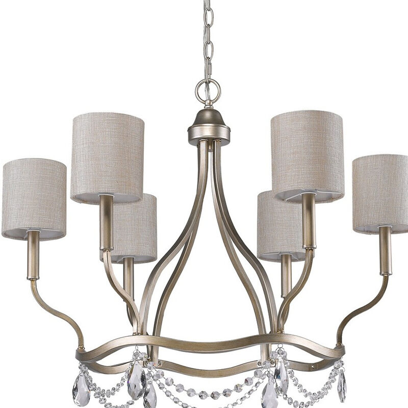 Hivvago Gold Candle Style Six Light Metal Dimmable Chandelier With White Shades