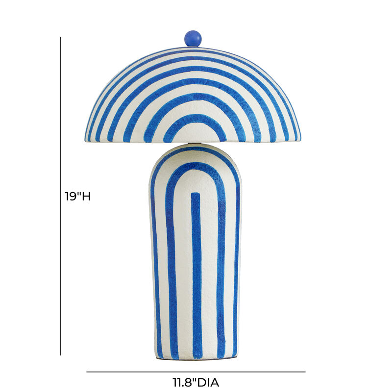 Maiori Blue Striped Papier Mache Table Lamp