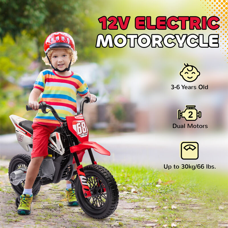 BreeBe 12V Kids Electric Motorcycle w/ Twist Grip Throttle, Training Wheels, Rear Suspension & Music image number 5