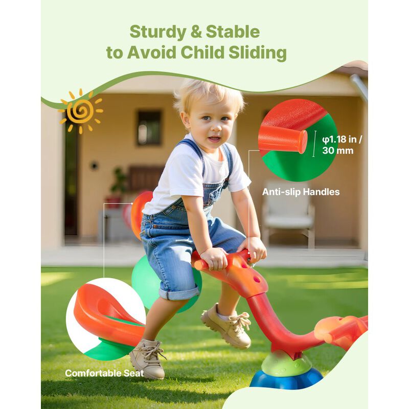 Outdoor Kids Seesaw Sit & Spin, Swiveling Teeter Totter with Handles, Ages 3+ image number 7