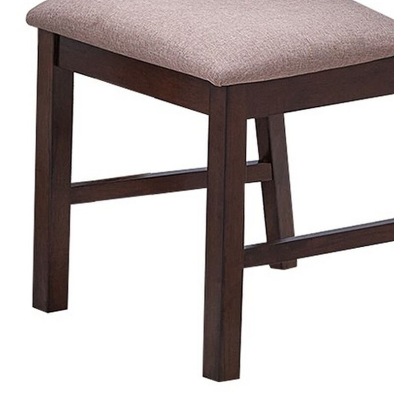 Yuzi Dining Chair Set of 2, Ladder Back, Cherry Brown Solid Wood - Benzara