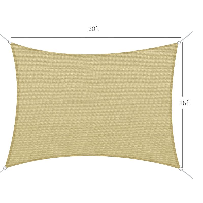 Sand-Colored Sun Blocker: 20x16ft Rectangular Shade Sail for Outdoor Spaces