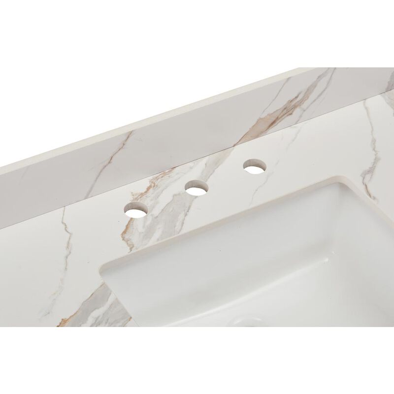 Altair 73 in. Composite Stone Vanity Top in Calacatta White with Sink
