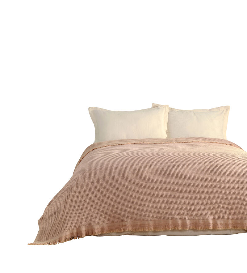 Textile Waffle Plain Cotton Queen Coverlet