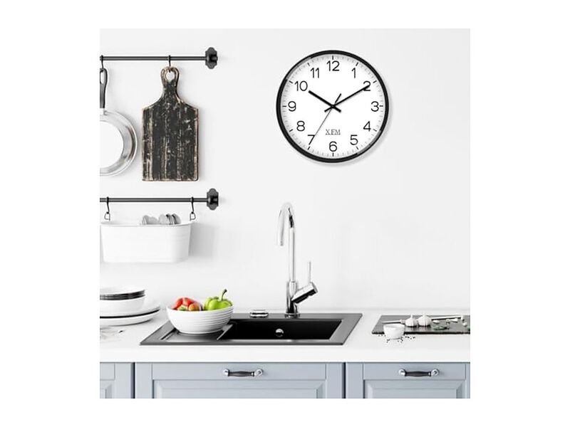 Black Classic Wall Clock 8 Inch Silent Non Ticking Modern Battery Operated image number 1