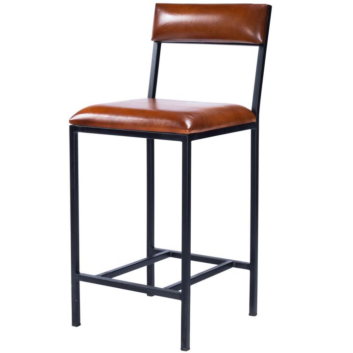 Butler Specialty Lazarus Leather & Metal 27 Counter Stool, Medium Brown