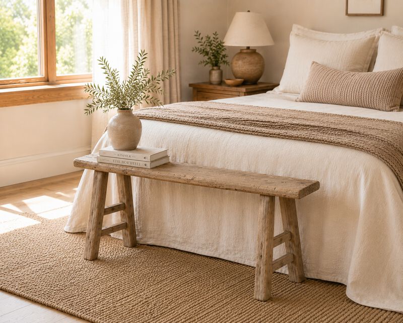 Vintage Reclaimed Entryway Bench in Natural Wood image number 1