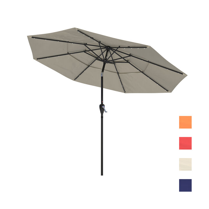 Mondawe 11 ft. Market Patio Umbrella 3-Tiers Crank and Tilt Outdoor Umbrella with LED Lights