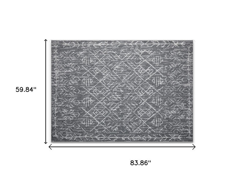 HomeRoots Geometric Distressed Area Rug image number 2