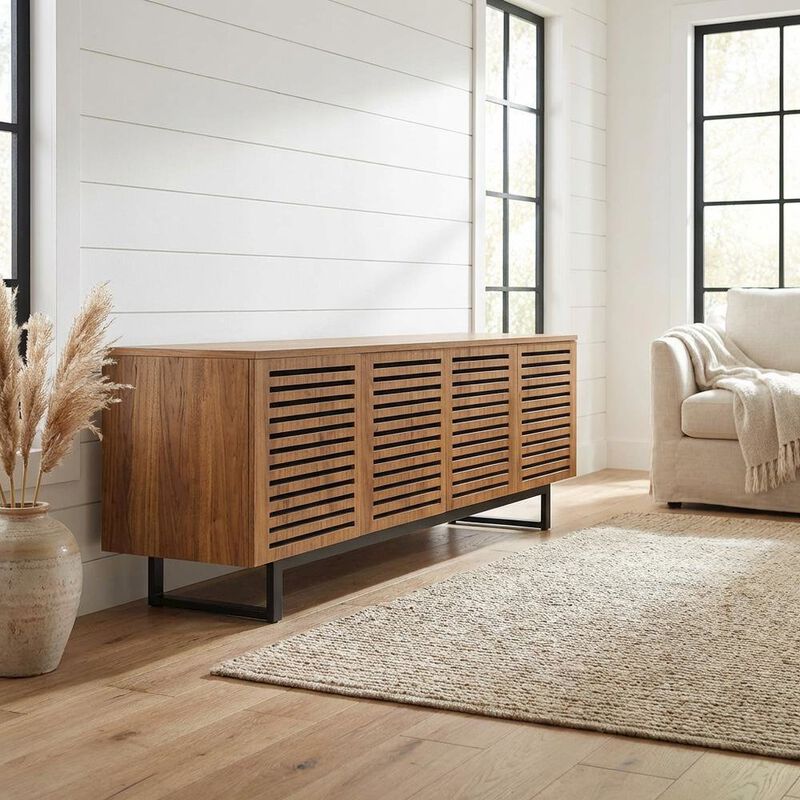 Wooden Brown TV Stand for 73-Inch Screen with Practical Storage image number 3