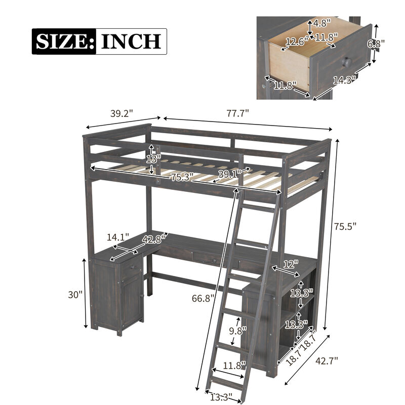 Whisen Stylish Full XL over Queen Metal Floor Bunk Bed