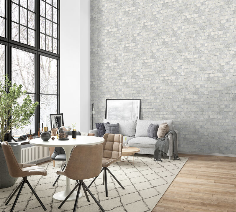 Princess Street Grey Brick Wallpaper
