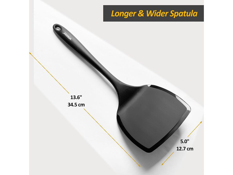 Vovoly Silicone Pancake Spatula Turner with Lengthened Handle& Seamless Design