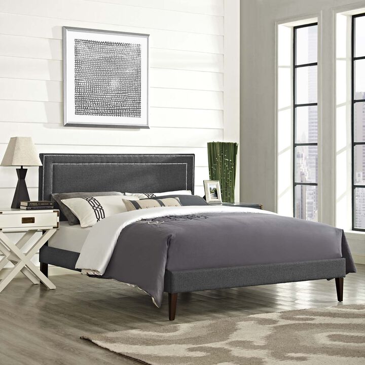 Modway - Virginia Queen Fabric Platform Bed with Squared Tapered Legs Gray