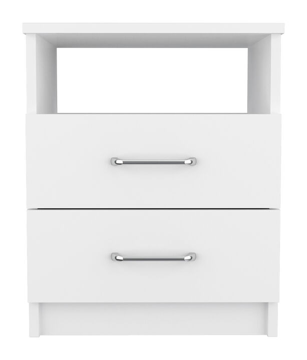 Streamdale Brookline 2-Drawer 1-Shelf Rectangle Nightstand White