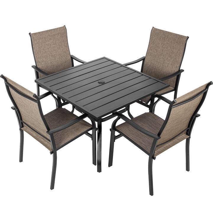 Sour Citrus 5-Piece Outdoor Patio Dining Set with Umbrella Hole