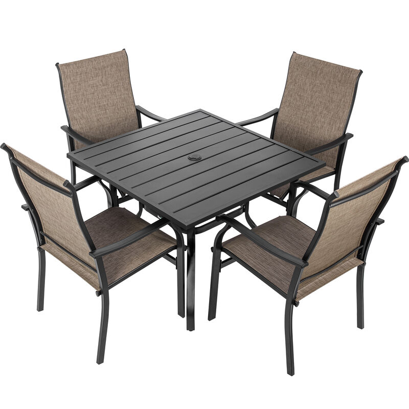 Sour Citrus 5-Piece Outdoor Patio Dining Set with Umbrella Hole