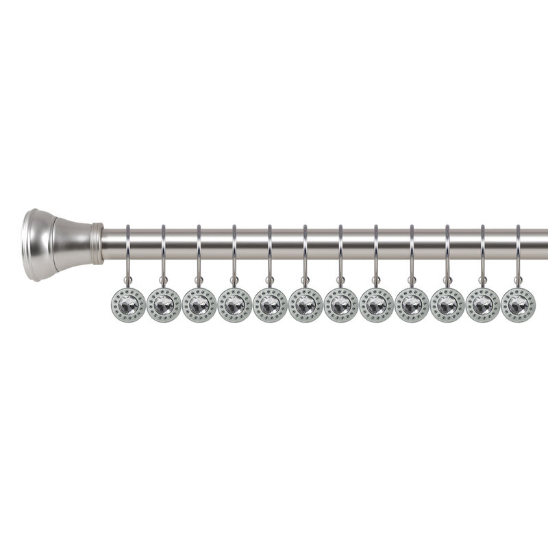 12-Piece Resistant Metal Double Shower Curtain Hooks with Large Center Crystal image number 3