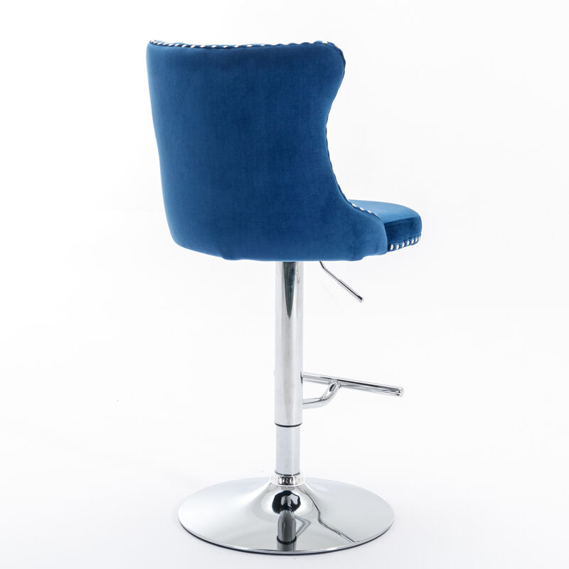Streamdale Adjustable Swivel Velvet Bar Stools with Backs (Set of 2) image number 6