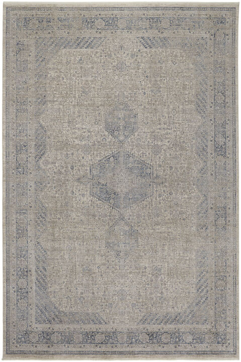 HomeRoots Oriental Power Loom Worn Faded Area Rug With Fringe