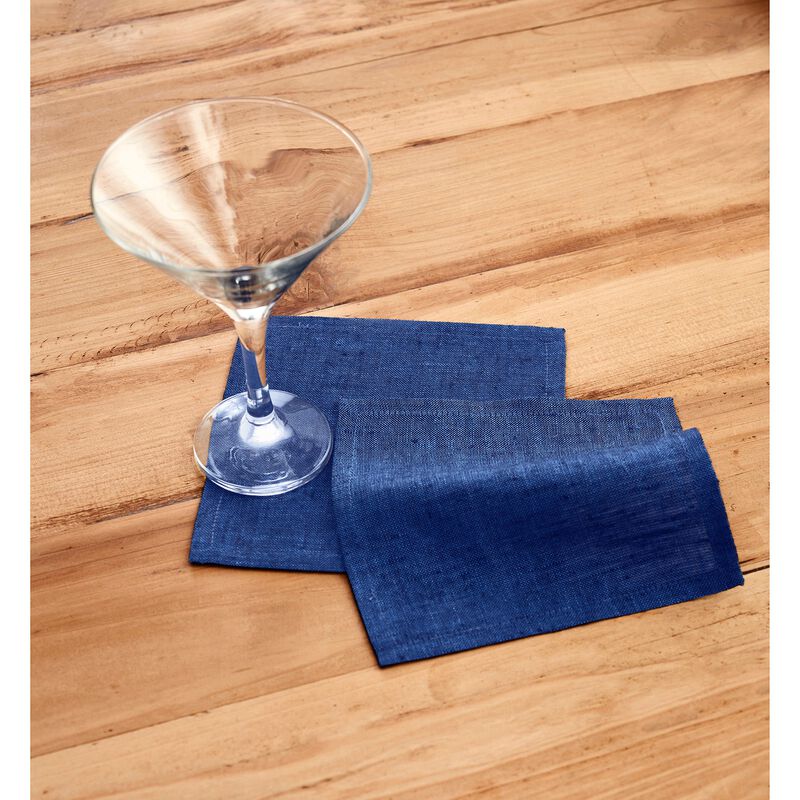 Solino Home Athena 100% Linen Cocktail Napkins &ndash; Set of 12, 6 x 6 in, Machine Washable, Holiday and Everyday Dining