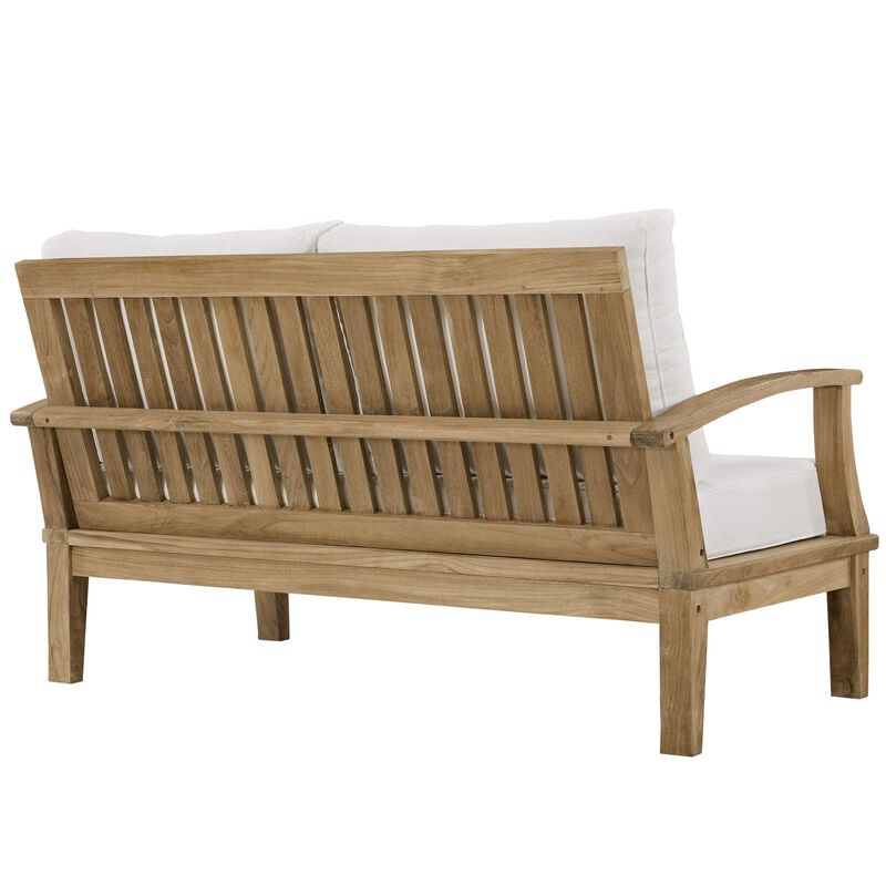 East End Imports EEI-1469-NAT-WHI-SET Marina 4 Piece Outdoor Patio Teak Sofa Set44; Natural White image number 4