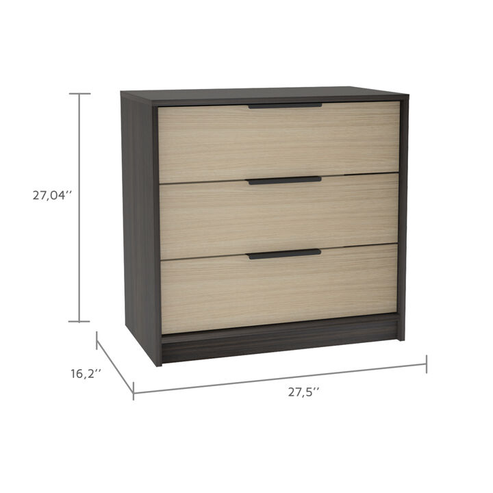 Kaia 3 Drawers Dresser, Superior Top -Black / Pine