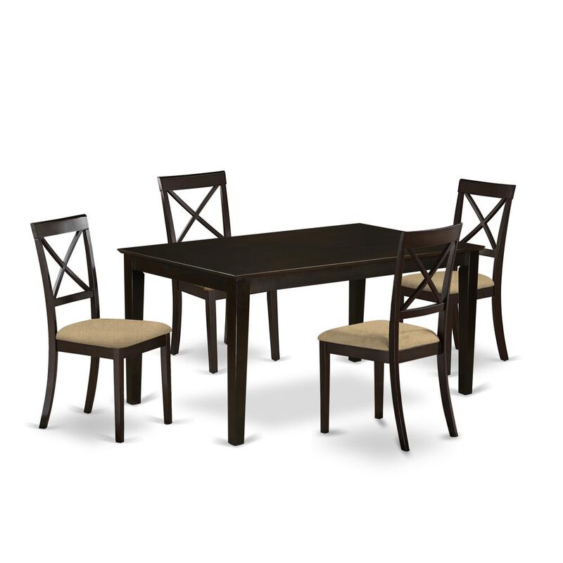 5 PC Dining room set-Top Dining Table and 4 Linen Dining seat Chairs